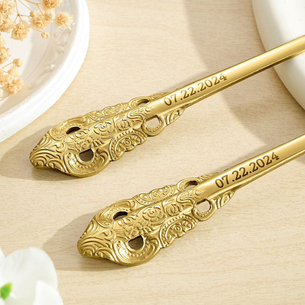 Personalized Vintage Forks Anniversary Wedding Engagement Gift for Couple Set of 2