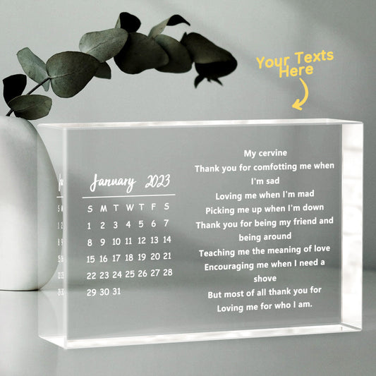 Custom Date 2D Crystal Memorial Glass Block Gifts for Birthday Anniversary Wedding