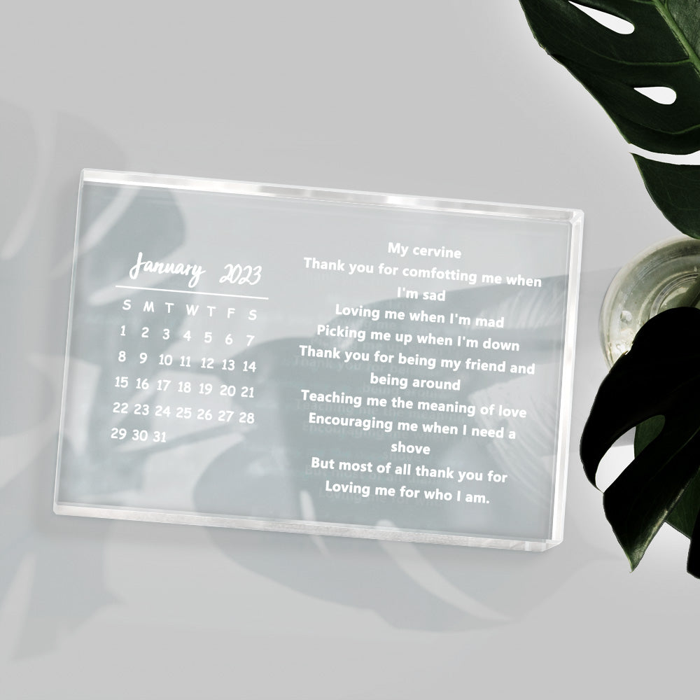 Custom Date 2D Crystal Memorial Glass Block Gifts for Birthday Anniversary Wedding