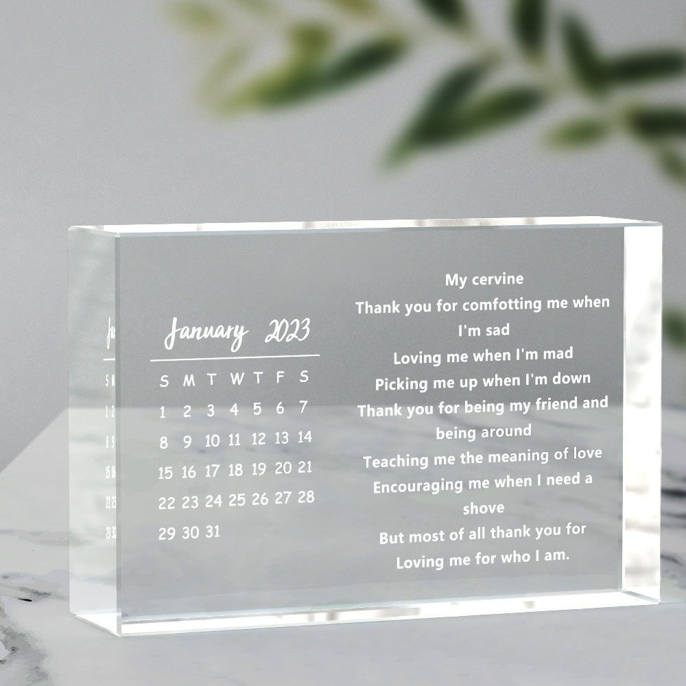 Custom Date 2D Crystal Memorial Glass Block Gifts for Birthday Anniversary Wedding