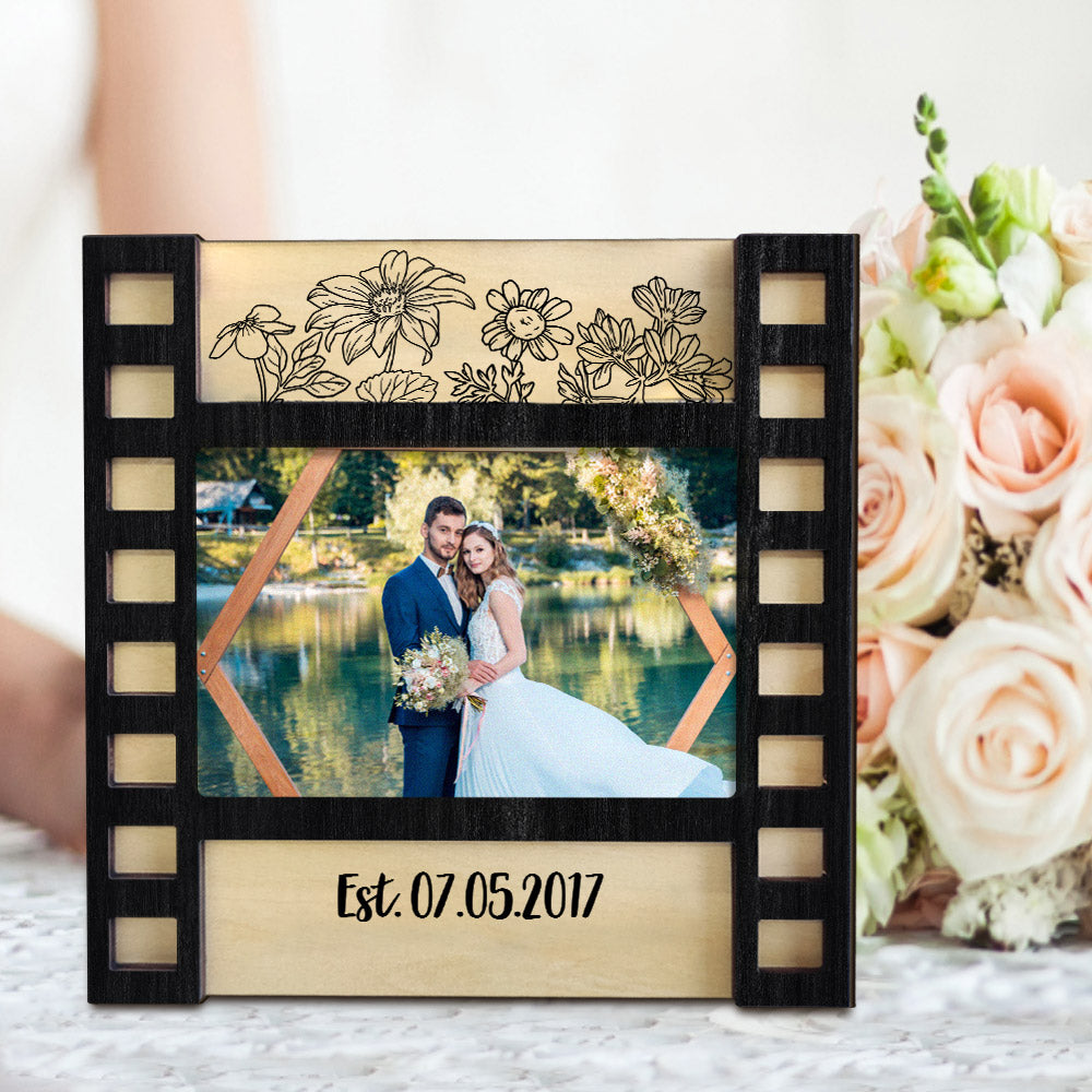 Personalized Wedding Photo Film Sign Frame Custom Engraved Wedding Decor Gift for Couples