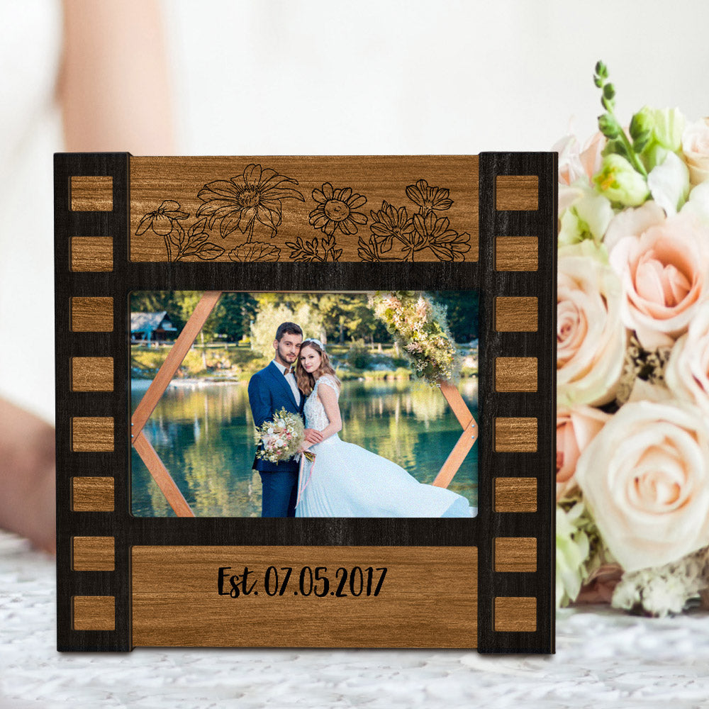 Personalized Wedding Photo Film Sign Frame Custom Engraved Wedding Decor Gift for Couples