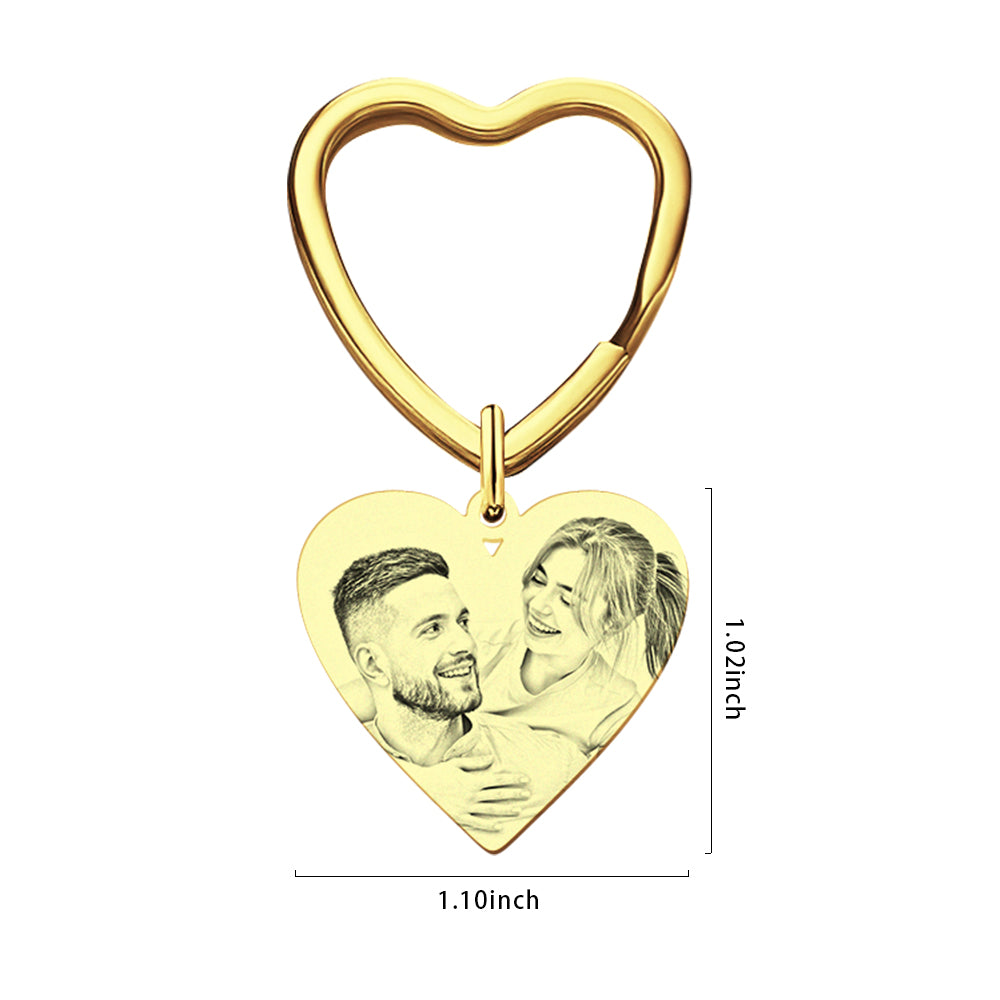 Custom Calendar Photo Keychain Heart Engraved Keyring Anniversary Memorial Gift Wedding Gift