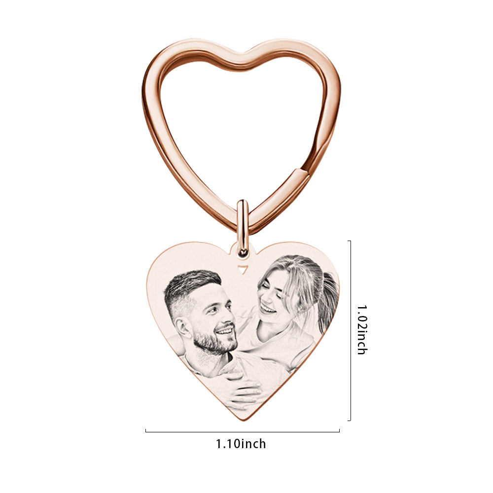 Custom Calendar Photo Keychain Heart Engraved Keyring Anniversary Memorial Gift Wedding Gift